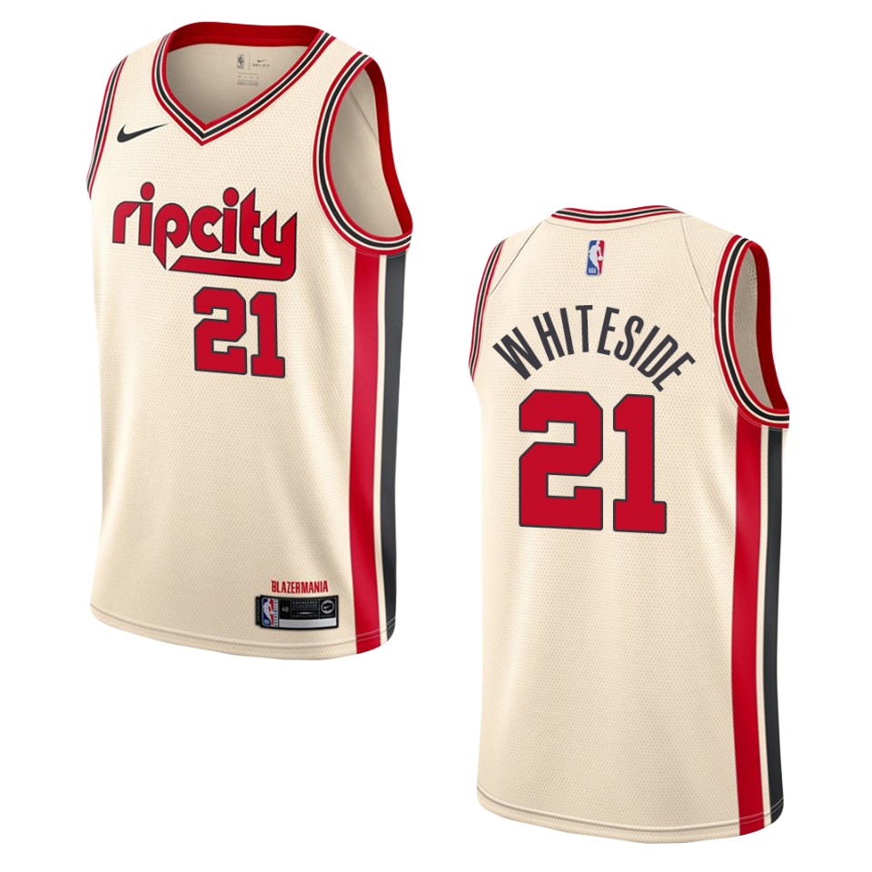 2019-20 Men's Portland Trail Blazers #21 Hassan Whiteside City Swingman Basketball Jersey - Cream