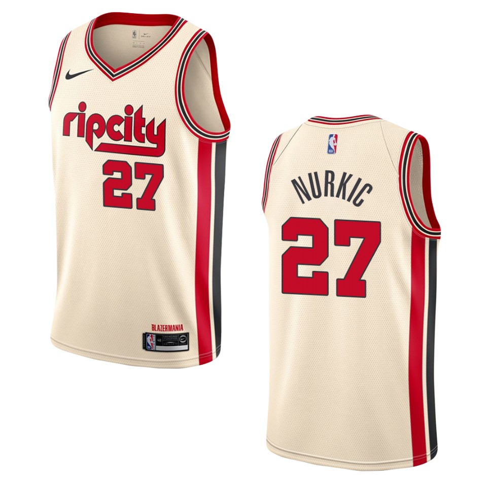 2019-20 Men's Portland Trail Blazers #27 Jusuf Nurkic City Swingman Basketball Jersey - Cream