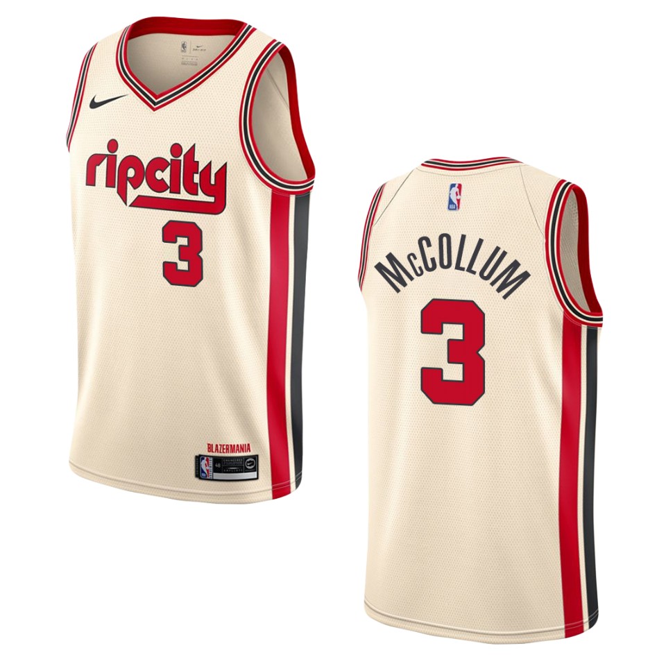 2019-20 Men's Portland Trail Blazers #3 C.j. Mccollum City Swingman Basketball Jersey - Cream