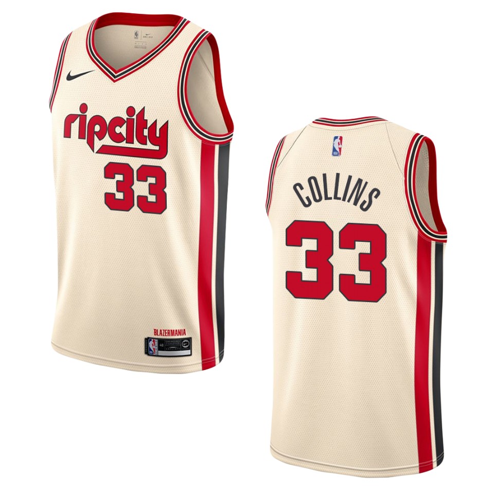2019-20 Men's Portland Trail Blazers #33 Zach Collins City Swingman Basketball Jersey - Cream