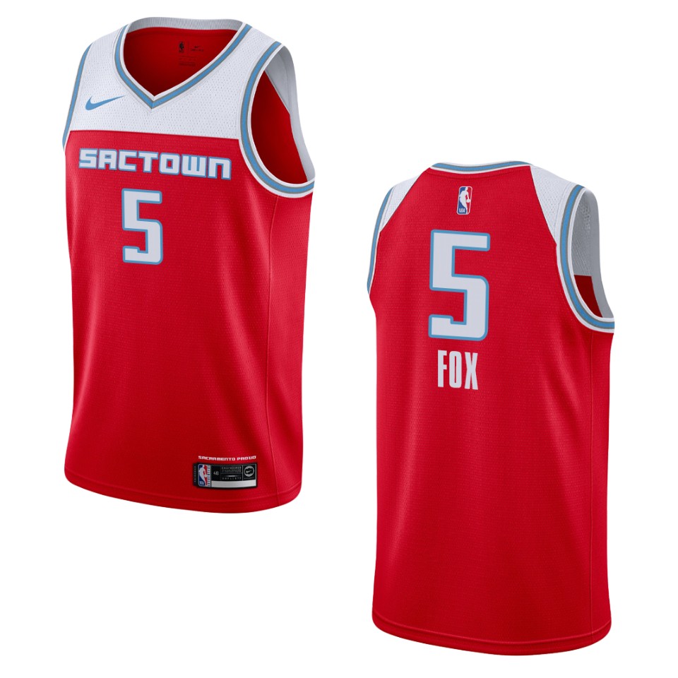 2019-20 Men's Sacramento Kings #5 De'aaron Fox City Swingman Basketball Jersey - Red