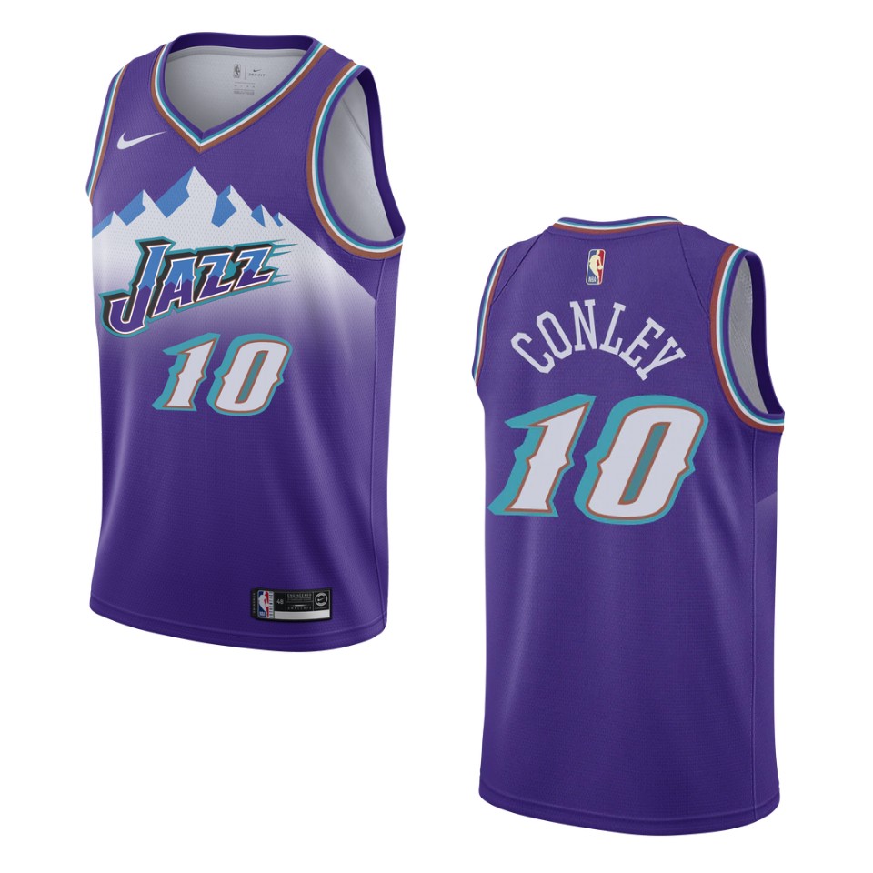 2019-20 Men's Utah Jazz #10 Mike Conley Hardwood Classics Swingman Jersey - Purple