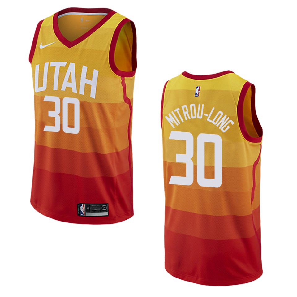 2019-20 Men's Utah Jazz #30 Naz Mitrou-long City Swingman Jersey - Gold