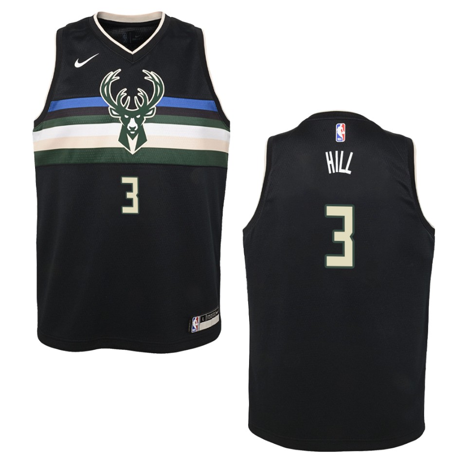2019-20 Youth Milwaukee Bucks #3 George Hill Statement Swingman Basketball Jersey - Black