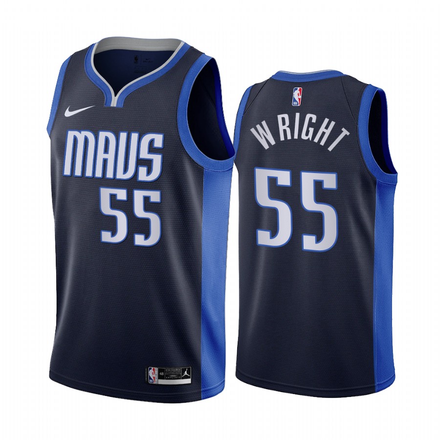 2020-21 Dallas Mavericks Delon Wright Earned Edition Navy #55 Jersey