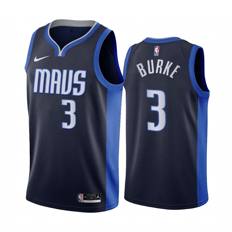2020-21 Dallas Mavericks Trey Burke Earned Edition Navy #3 Basketball Jersey