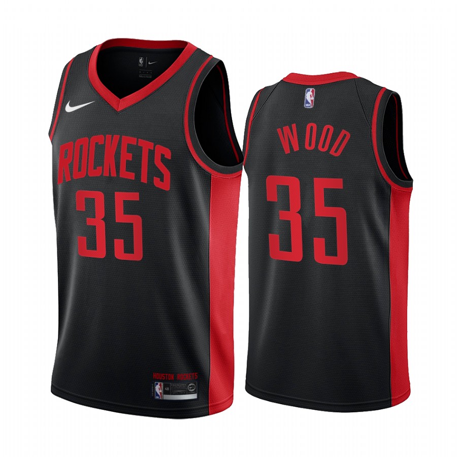 2020-21 Houston Rockets Christian Wood Earned Edition Black #35 Basketball Jersey