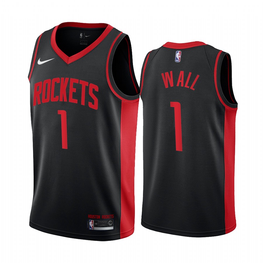 2020-21 Houston Rockets John Wall Earned Edition Black #1 Basketball Jersey