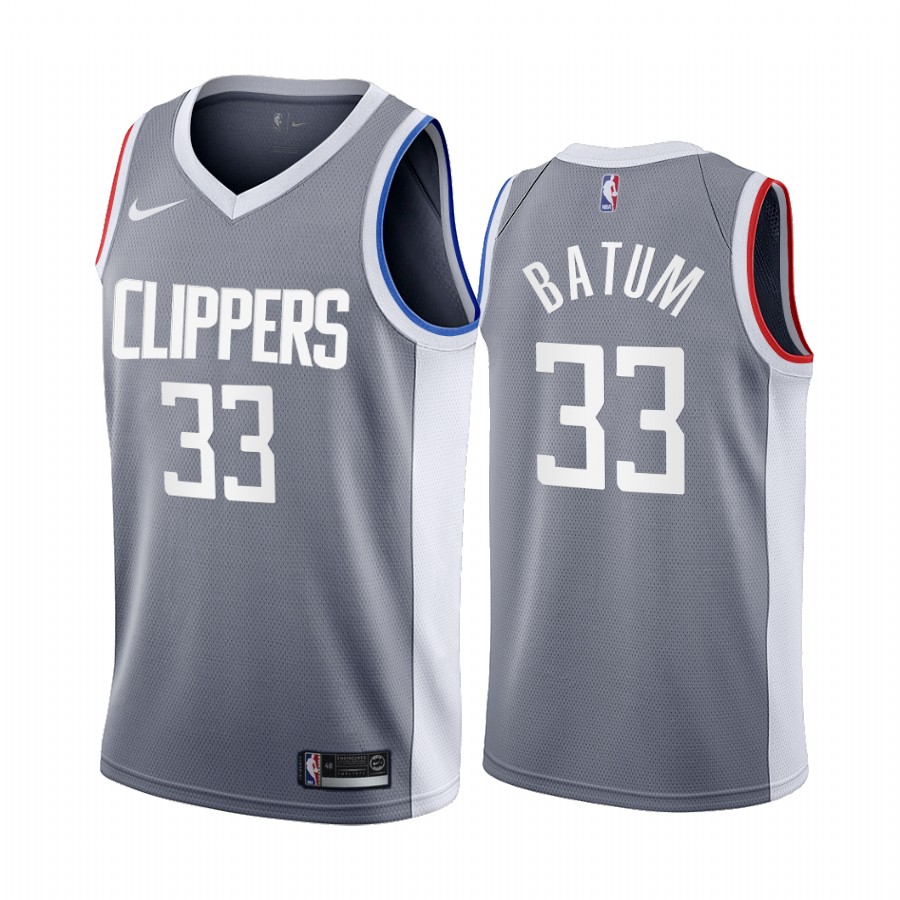 2020-21 La Clippers Nicolas Batum Earned Edition Gray #33 Basketball Jersey
