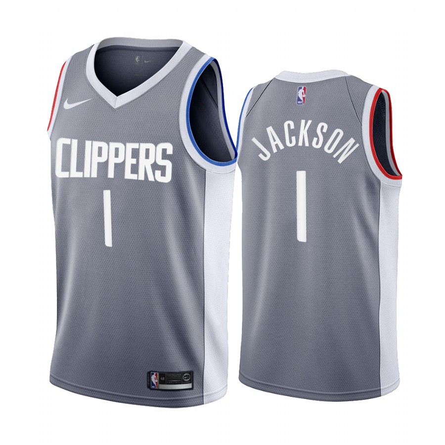 2020-21 La Clippers Reggie Jackson Earned Edition Gray #1 Basketball Jersey