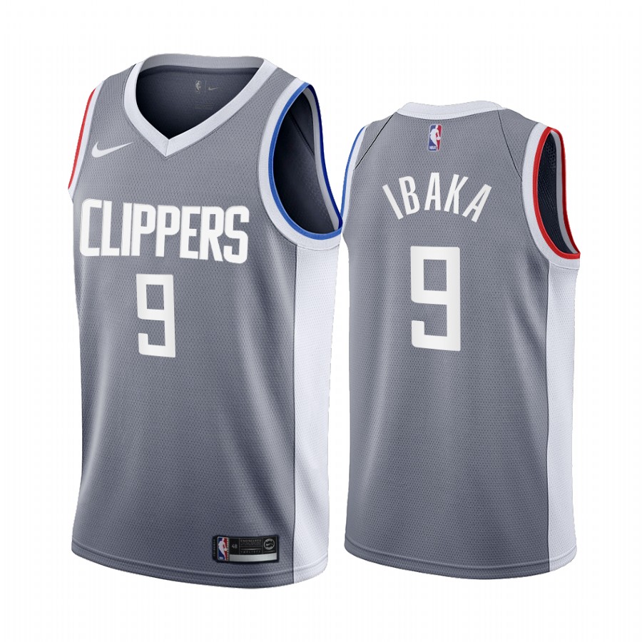 2020-21 La Clippers Serge Ibaka Earned Edition Gray #9 Basketball Jersey