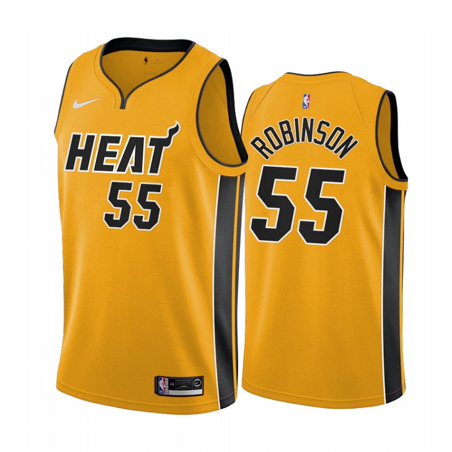2020-21 Miami Heat Duncan Robinson Earned Edition Yellow #55 Basketball Jersey
