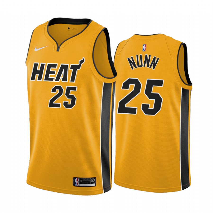 2020-21 Miami Heat Kendrick Nunn Earned Edition Yellow #25 Basketball Jersey