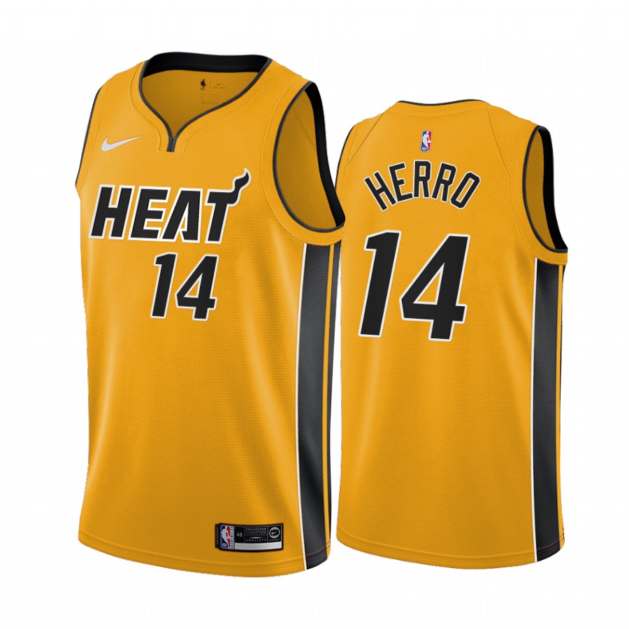 2020-21 Miami Heat Tyler Herro Earned Edition Yellow #14 Basketball Jersey