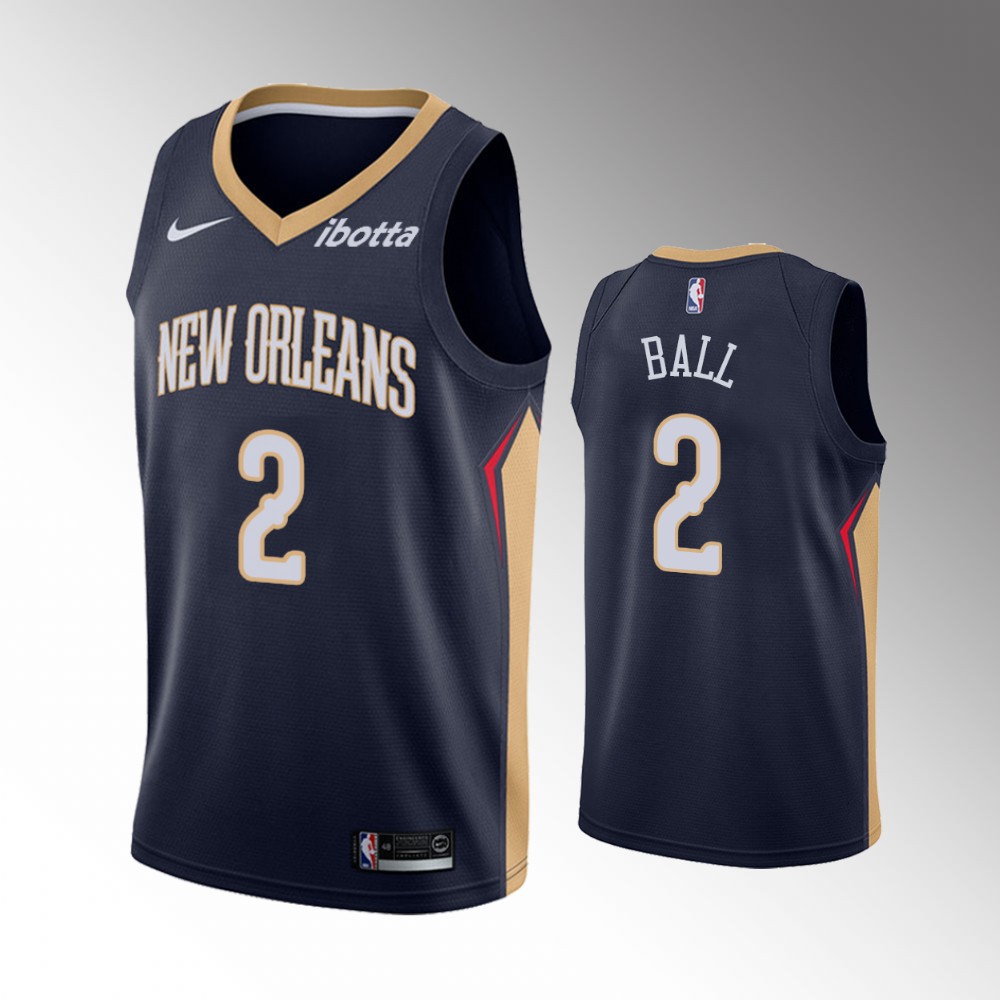 2020-21 Pelicans Lonzo Ball Icon Edition Navy Ball New Orleans Basketball Jersey
