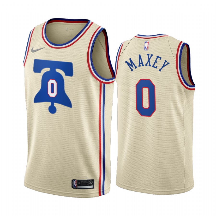 2020-21 Philadelphia 76ers Tyrese Maxey Earned Edition Cream #0 Basketball Jersey