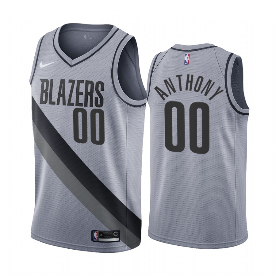 2020-21 Portland Trail Blazers Carmelo Anthony Earned Edition Gray #00 Basketball Jersey