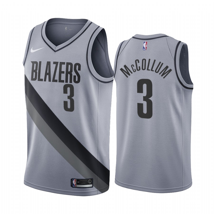 2020-21 Portland Trail Blazers C.j. Mccollum Earned Edition Gray #3 Basketball Jersey