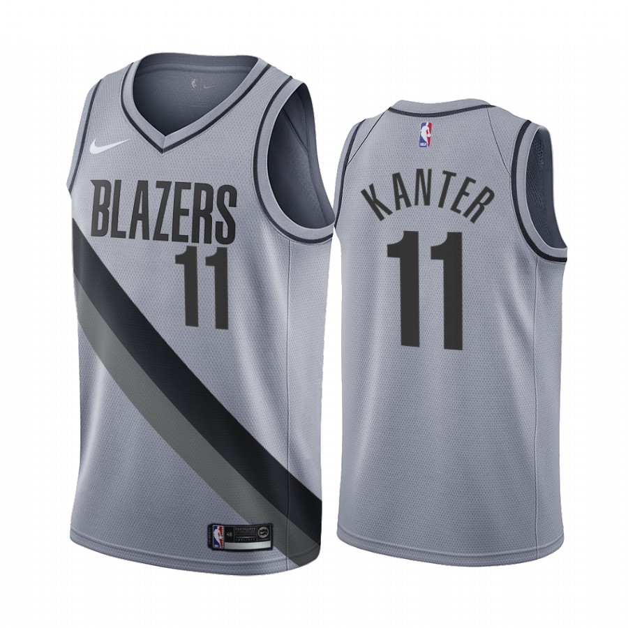 2020-21 Portland Trail Blazers Enes Kanter Earned Edition Gray #11 Basketball Jersey