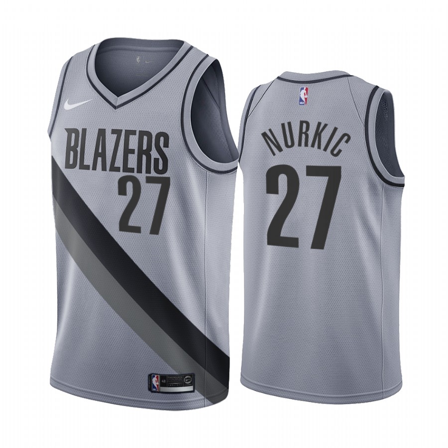 2020-21 Portland Trail Blazers Jusuf Nurkic Earned Edition Gray #27 Basketball Jersey