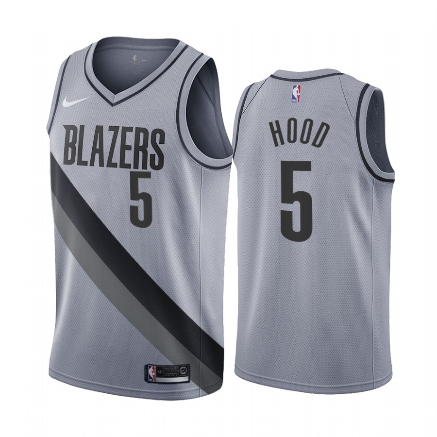 2020-21 Portland Trail Blazers Rodney Hood Earned Edition Gray #5 Basketball Jersey