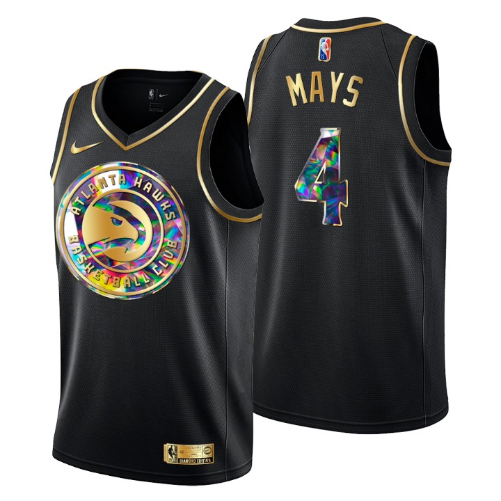 2021-22 Atlanta Hawks Skylar Mays #4 Golden Edition Diamond Logo Black Swingman Basketball Jersey