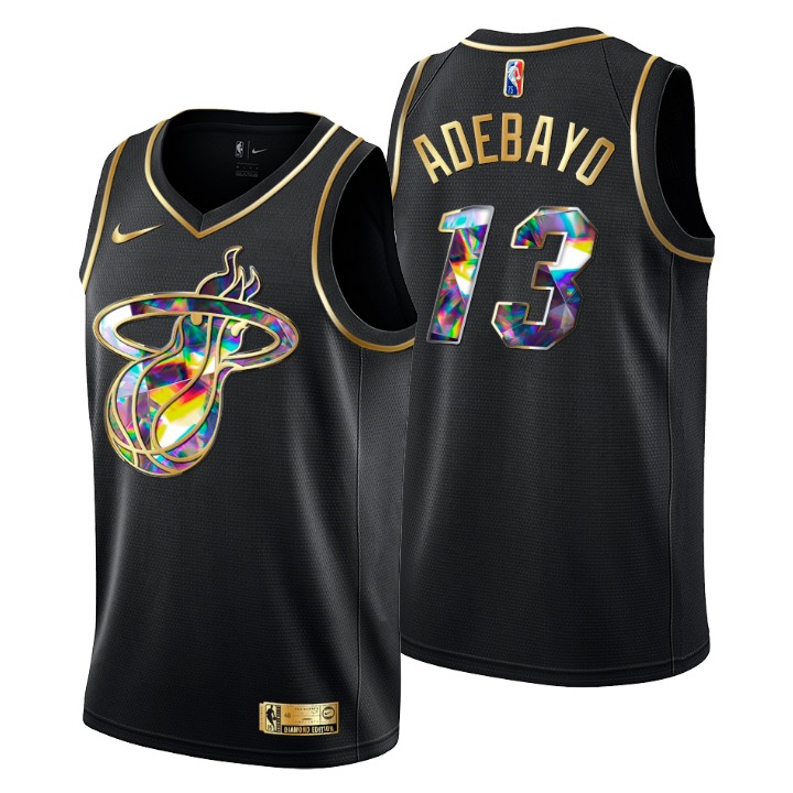 2021-22 Miami Heat Bam Adebayo #13 Golden Edition Diamond Logo Black Swingman Basketball Jersey