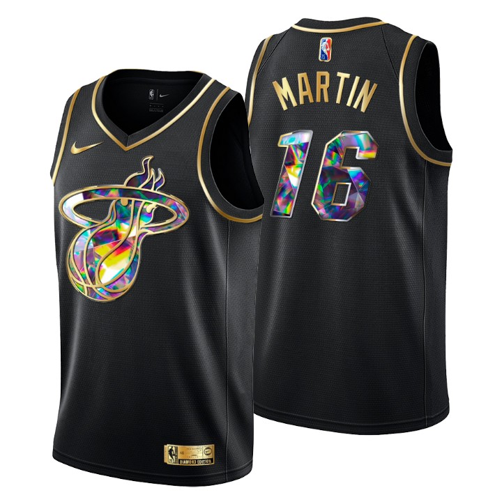 2021-22 Miami Heat Caleb Martin #16 Golden Edition Diamond Logo Black Swingman Basketball Jersey