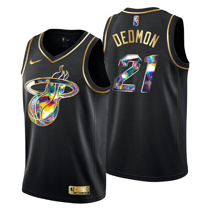 2021-22 Miami Heat Dewayne Dedmon #21 Golden Edition Diamond Logo Black Swingman Basketball Jersey