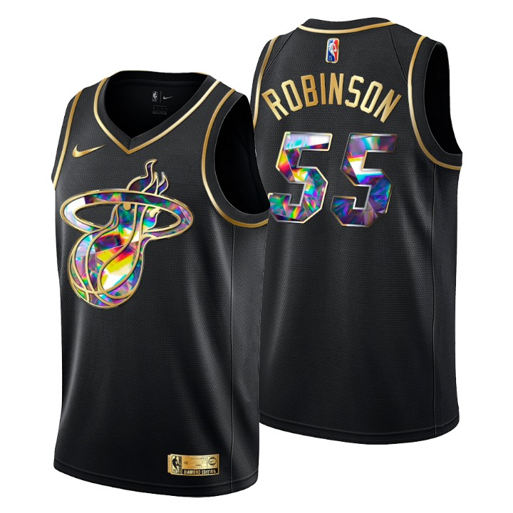2021-22 Miami Heat Duncan Robinson #55 Golden Edition Diamond Logo Black Swingman Basketball Jersey