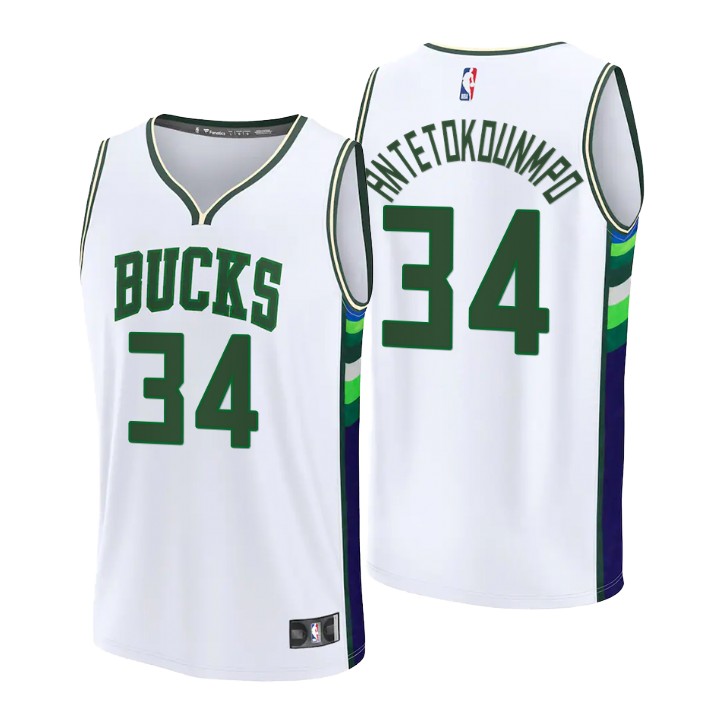 2021-22 Milwaukee Bucks Giannis Antetokounmpo Replica Basketball Jersey City
