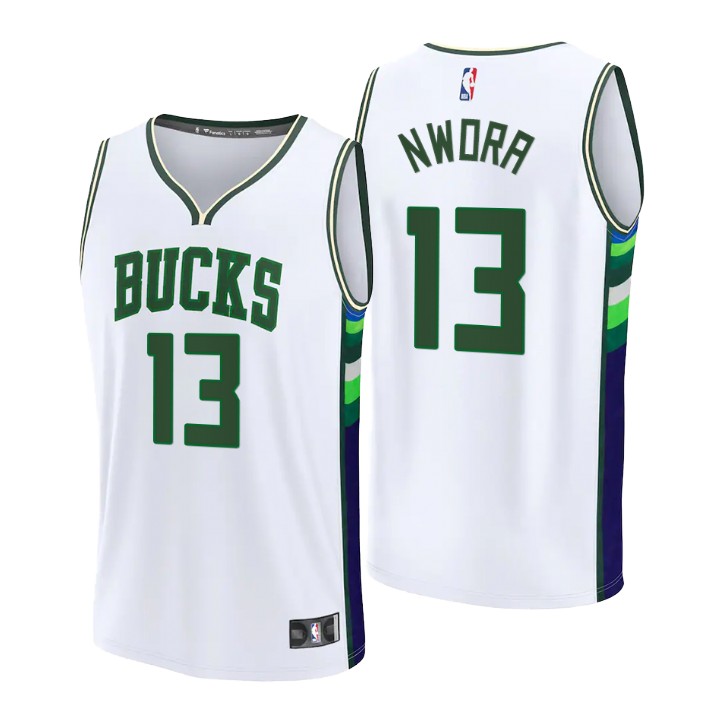 2021-22 Milwaukee Bucks Jordan Nwora Replica Basketball Jersey City