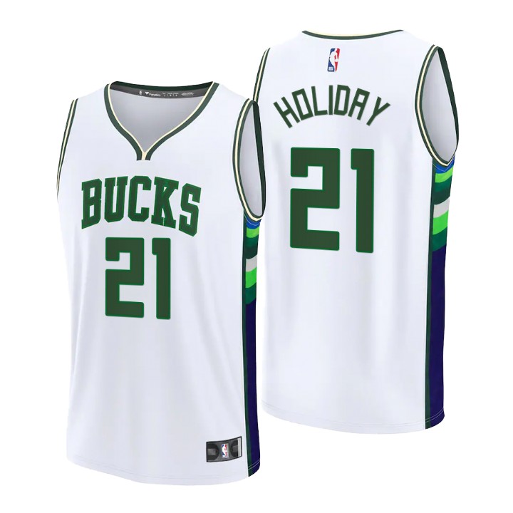 2021-22 Milwaukee Bucks Jrue Holiday Replica Basketball Jersey City