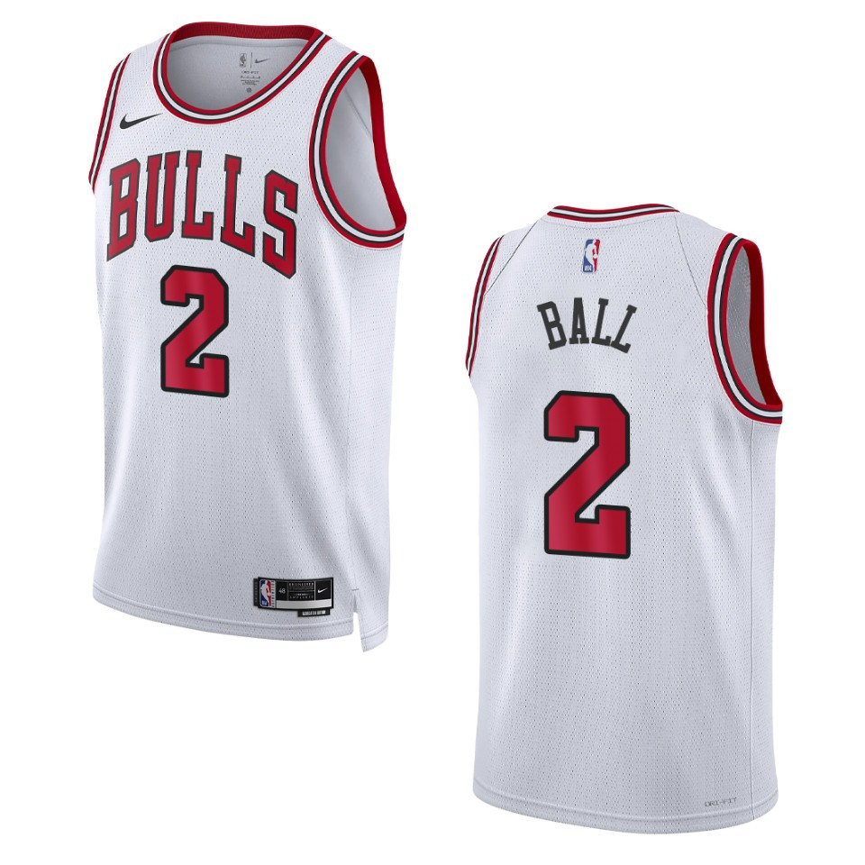2022-23 Association Edition Chicago Bulls Lonzo Ball White Swingman Basketball Jersey