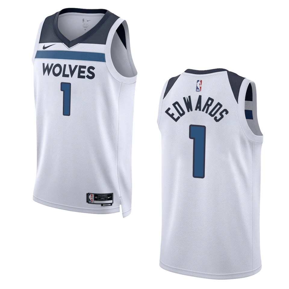 2022-23 Association Edition Minnesota Timberwolves Anthony Edwards White Swingman Basketball Jersey