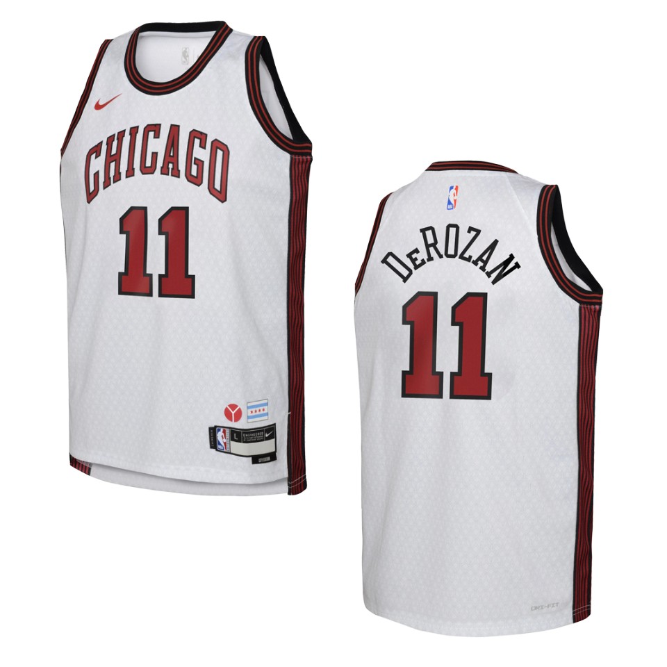 2022-23 Chicago Bulls Youth City Edition Demar Derozan White Basketball Jersey