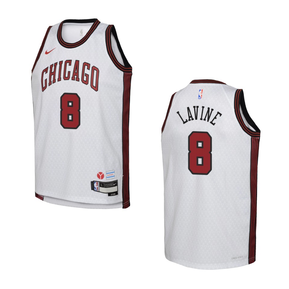 2022-23 Chicago Bulls Youth City Edition Zach Lavine White Basketball Jersey