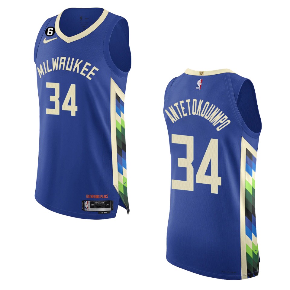 2022-23 City Edition Milwaukee Bucks Giannis Antetokounmpo Royal Basketball Jersey