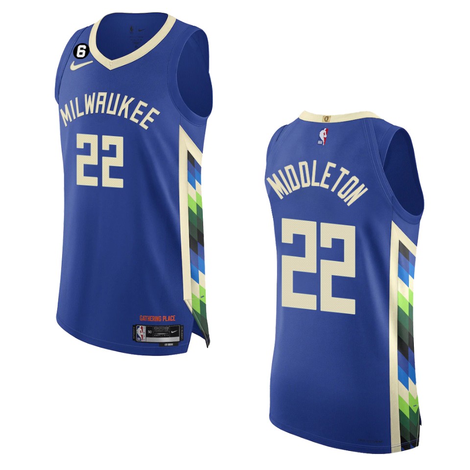 2022-23 City Edition Milwaukee Bucks Khris Middleton Royal Basketball Jersey