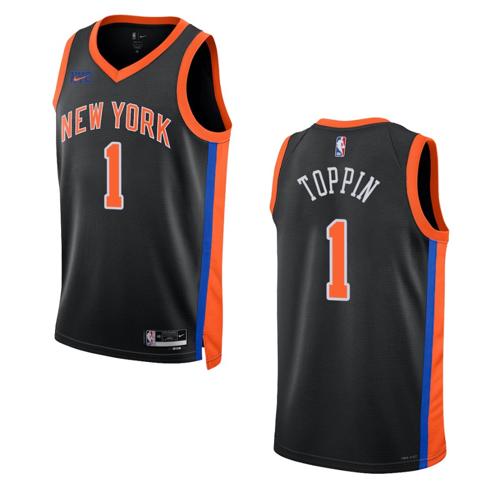2022-23 City Edition New York Knicks Obi Toppin Black Swingman Basketball Jersey