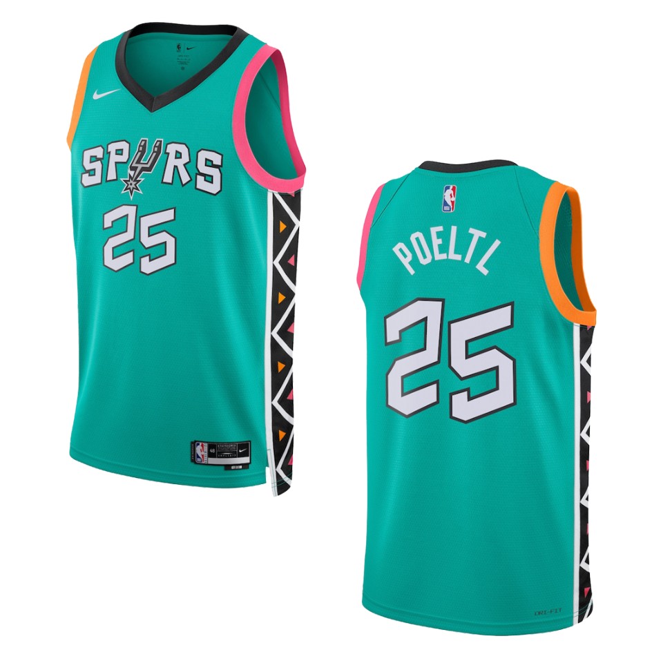 2022-23 City Edition San Antonio Spurs Jakob Poeltl Turquoise Swingman Basketball Jersey
