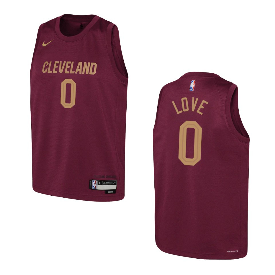 2022-23 Cleveland Cavaliers Youth Icon Edition Kevin Love Wine Basketball Jersey