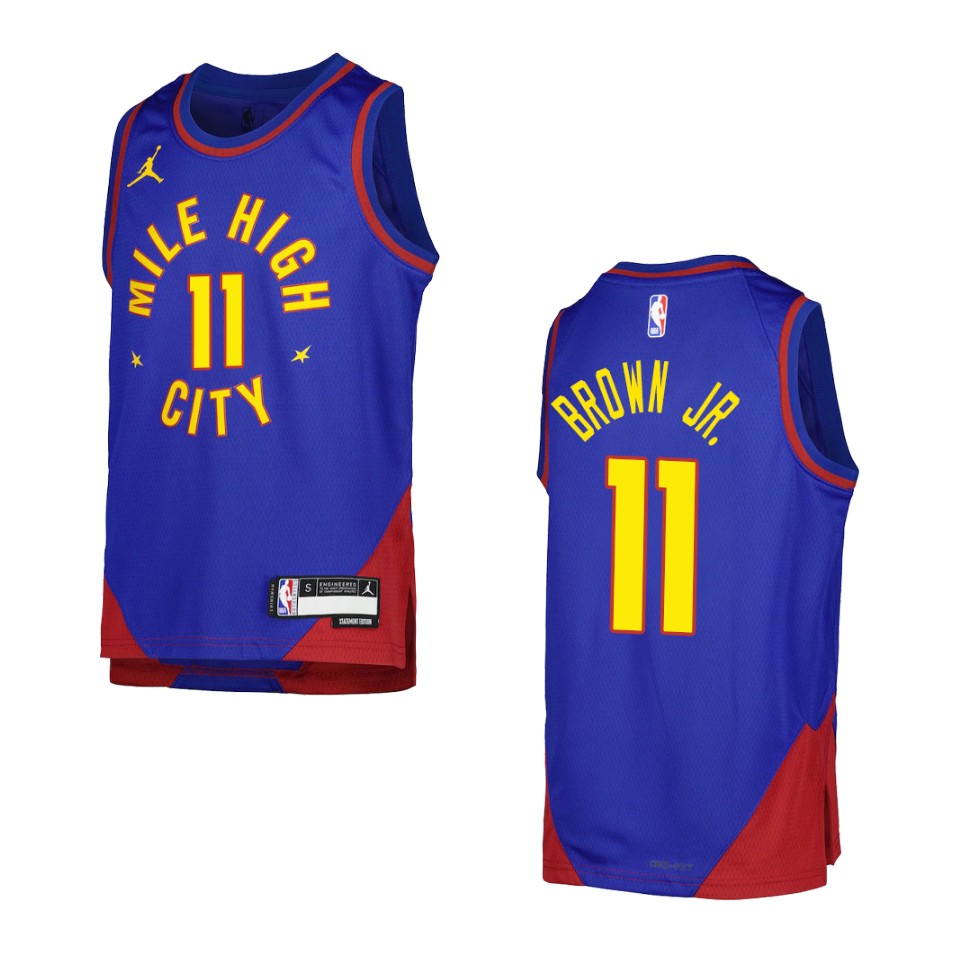 2022-23 Denver Nuggets Youth Statement Edition Bruce Brown Jr. Blue Basketball Jersey