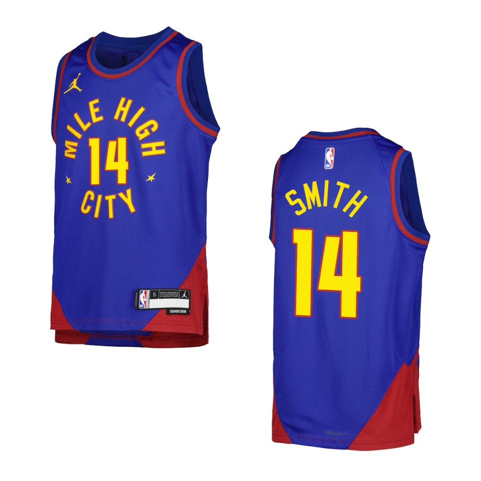2022-23 Denver Nuggets Youth Statement Edition Ish Smith Blue Basketball Jersey