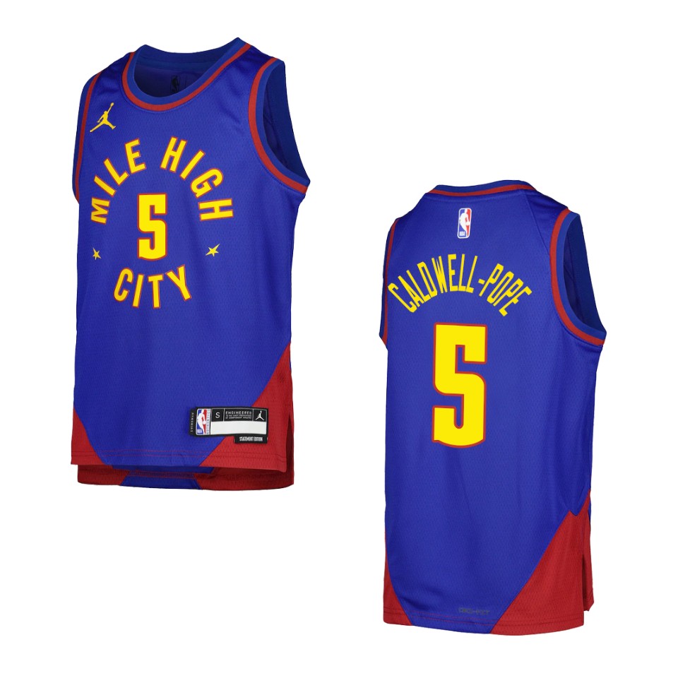 2022-23 Denver Nuggets Youth Statement Edition Kentavious Caldwell-pope Blue Basketball Jersey