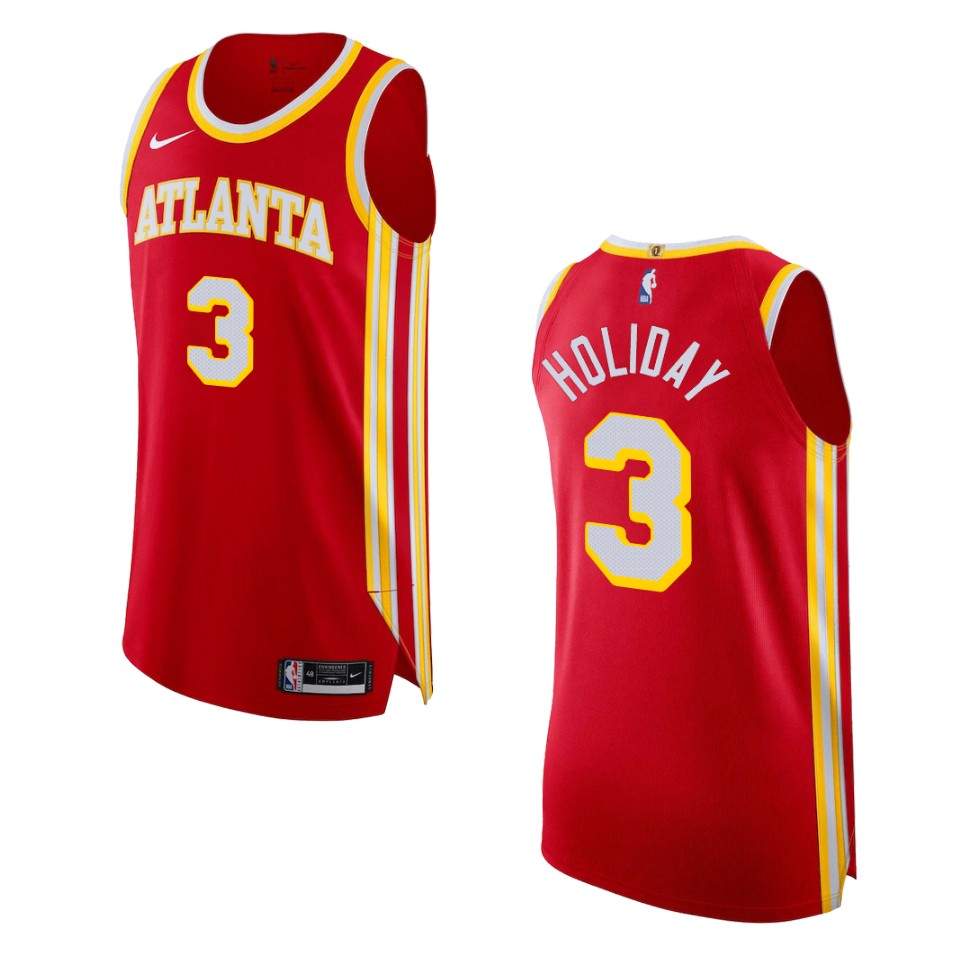 2022-23 Icon Edition Atlanta Hawks Aaron Holiday Red Basketball Jersey