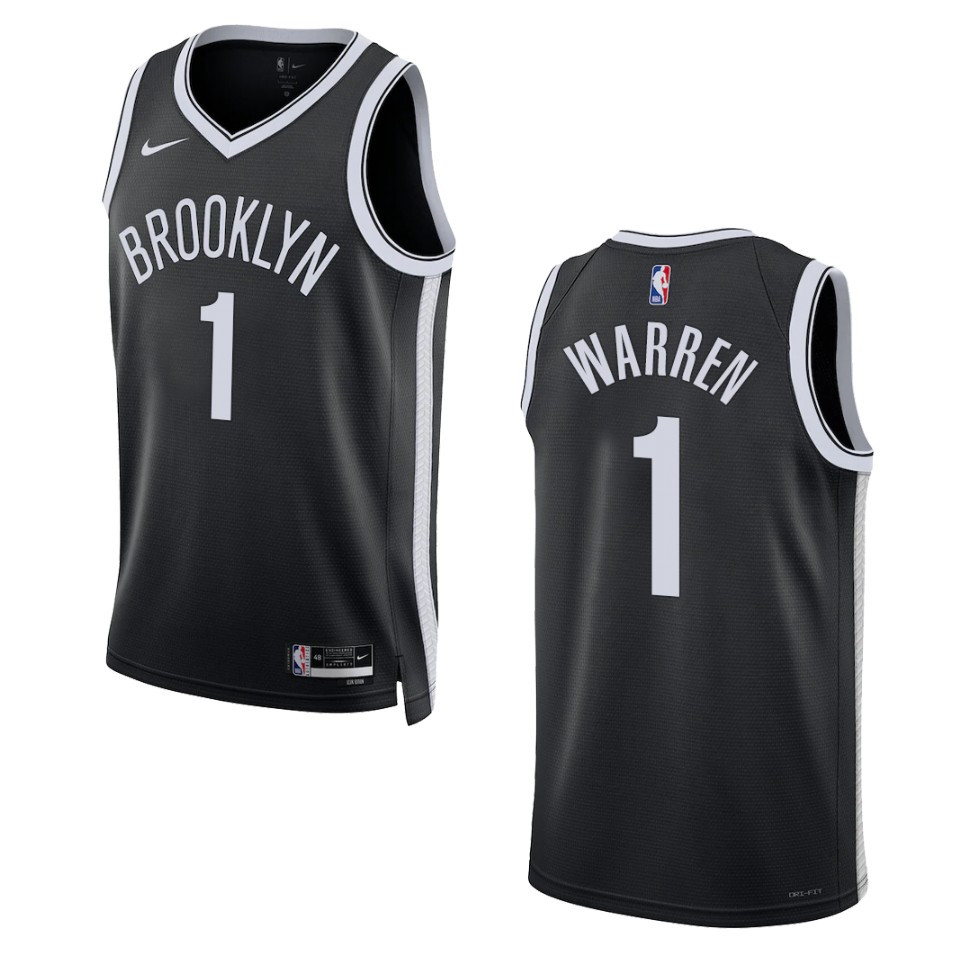 2022-23 Icon Edition Brooklyn Nets T.j Warren Black Swingman Jersey