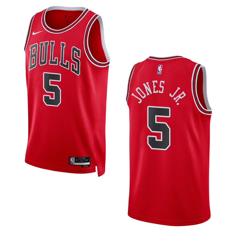 2022-23 Icon Edition Chicago Bulls Derrick Jones Jr. Red Swingman Basketball Jersey