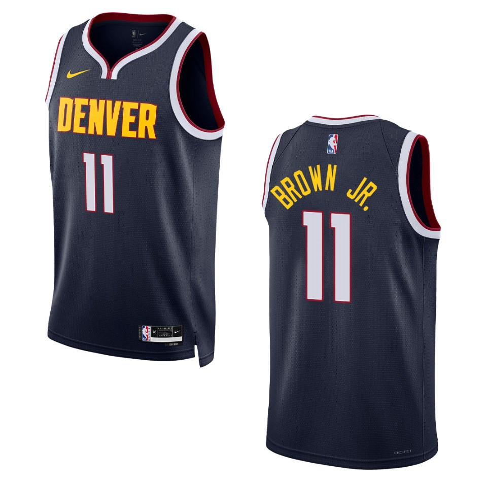 2022-23 Icon Edition Denver Nuggets Bruce Brown Jr. Navy Swingman Basketball Jersey
