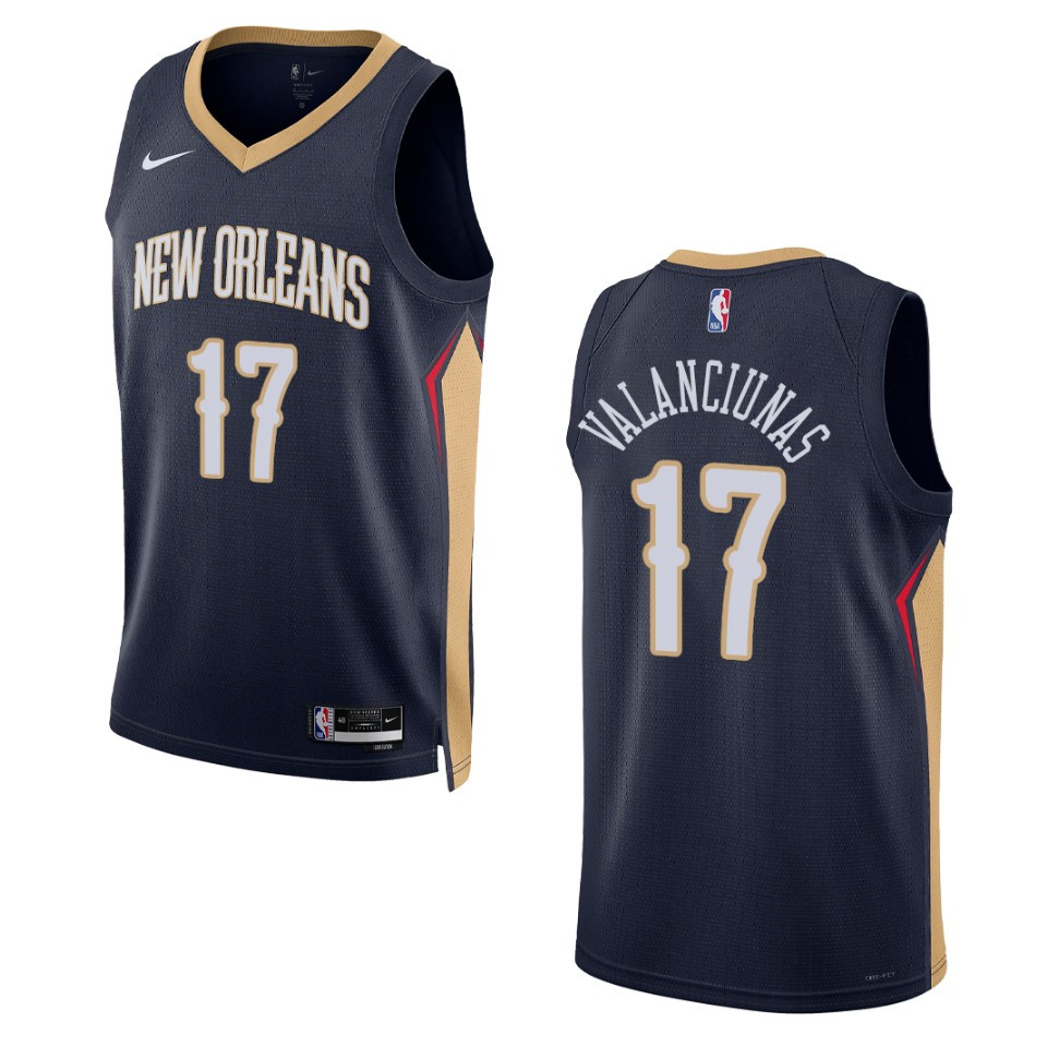 2022-23 Icon Edition New Orleans Pelicans Jonas Valanciunas Navy Swingman Basketball Jersey